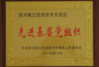 中共浙江德創環保科技股份有限公司支部委員會喜獲“袍江區先進基層黨組織”稱號
